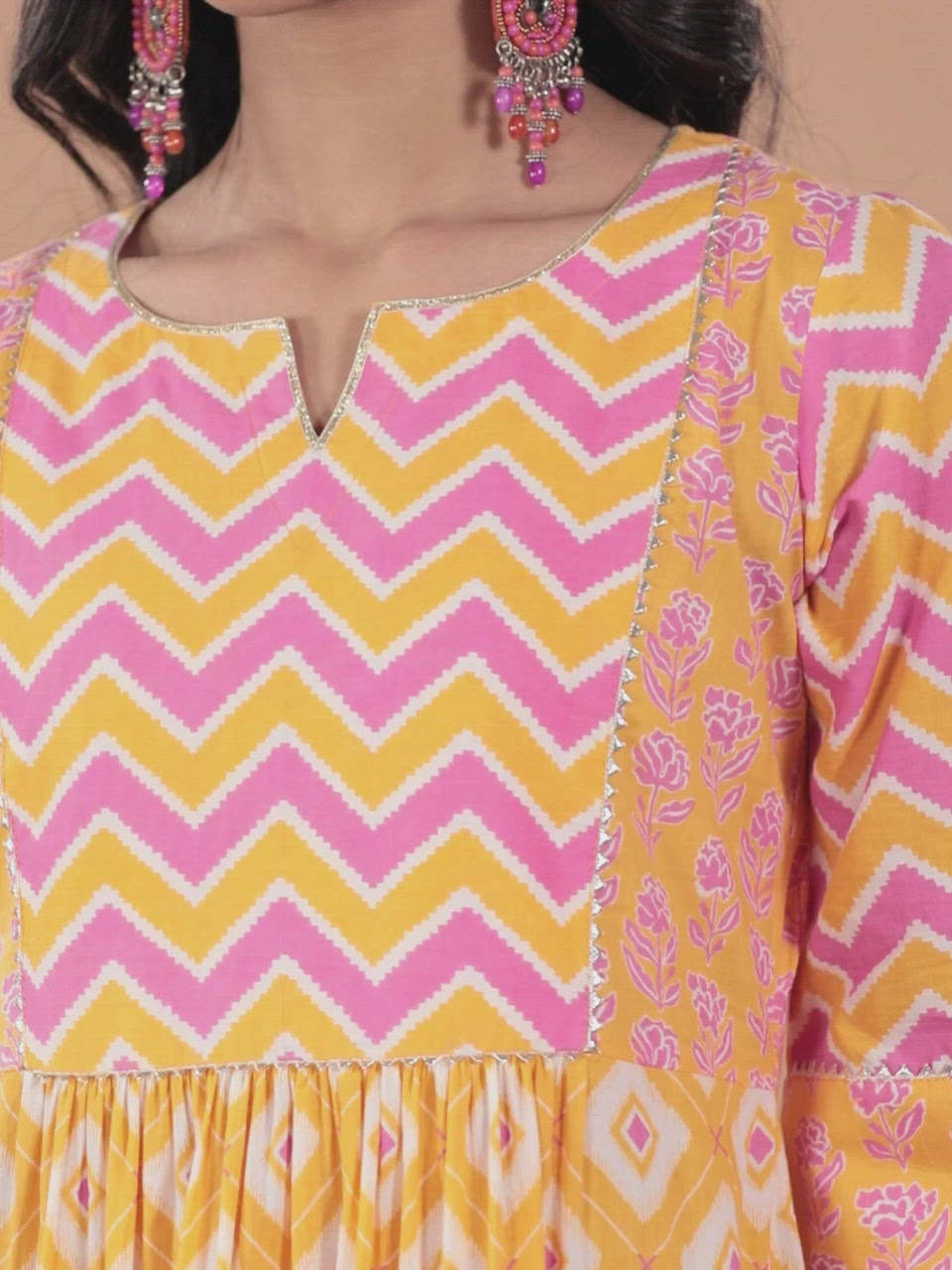  Orange Printed Cotton Dress 