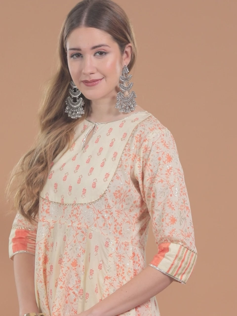  Off White Printed Cotton Kurta 