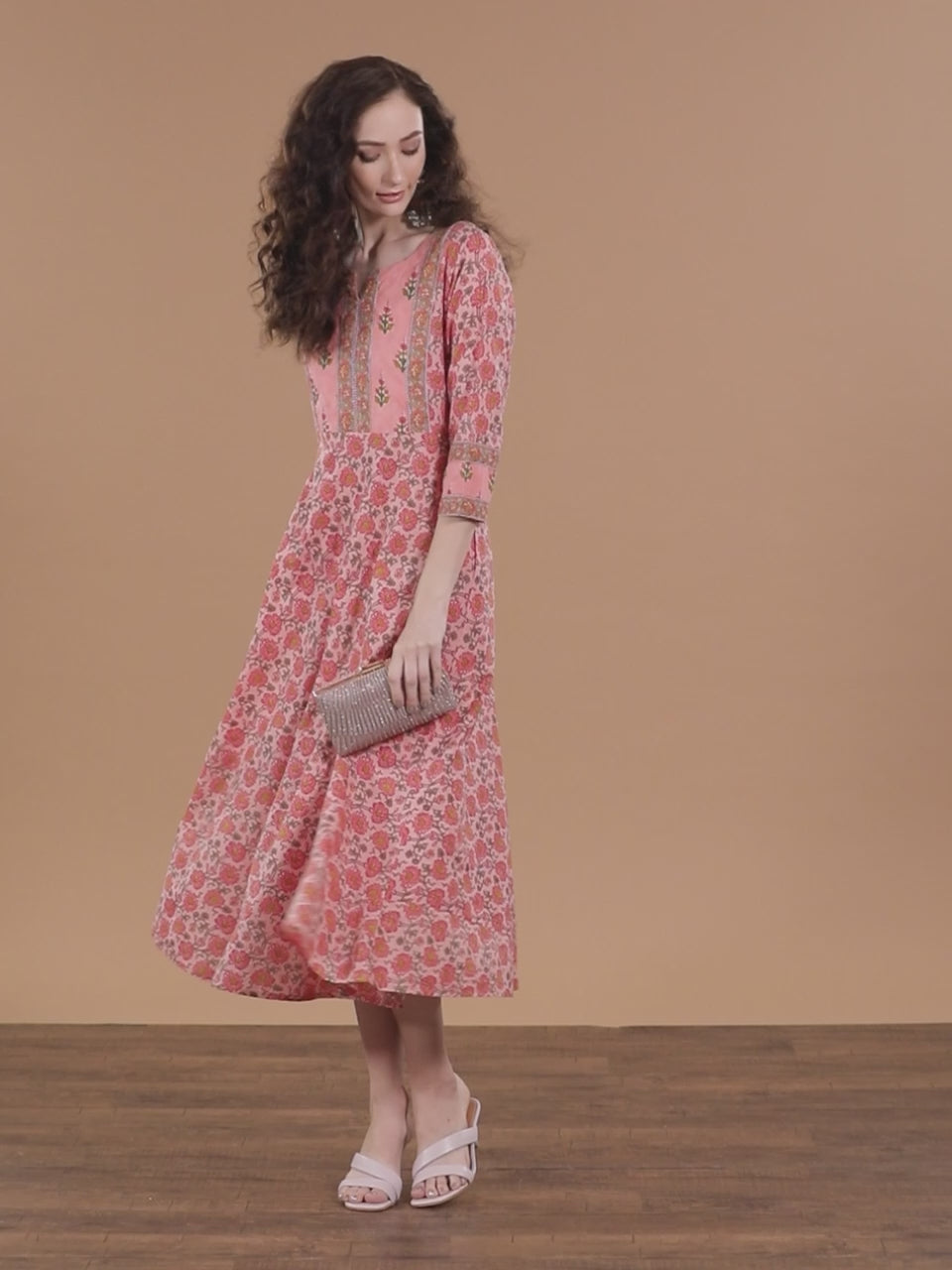 Pink Printed Cotton Dress 