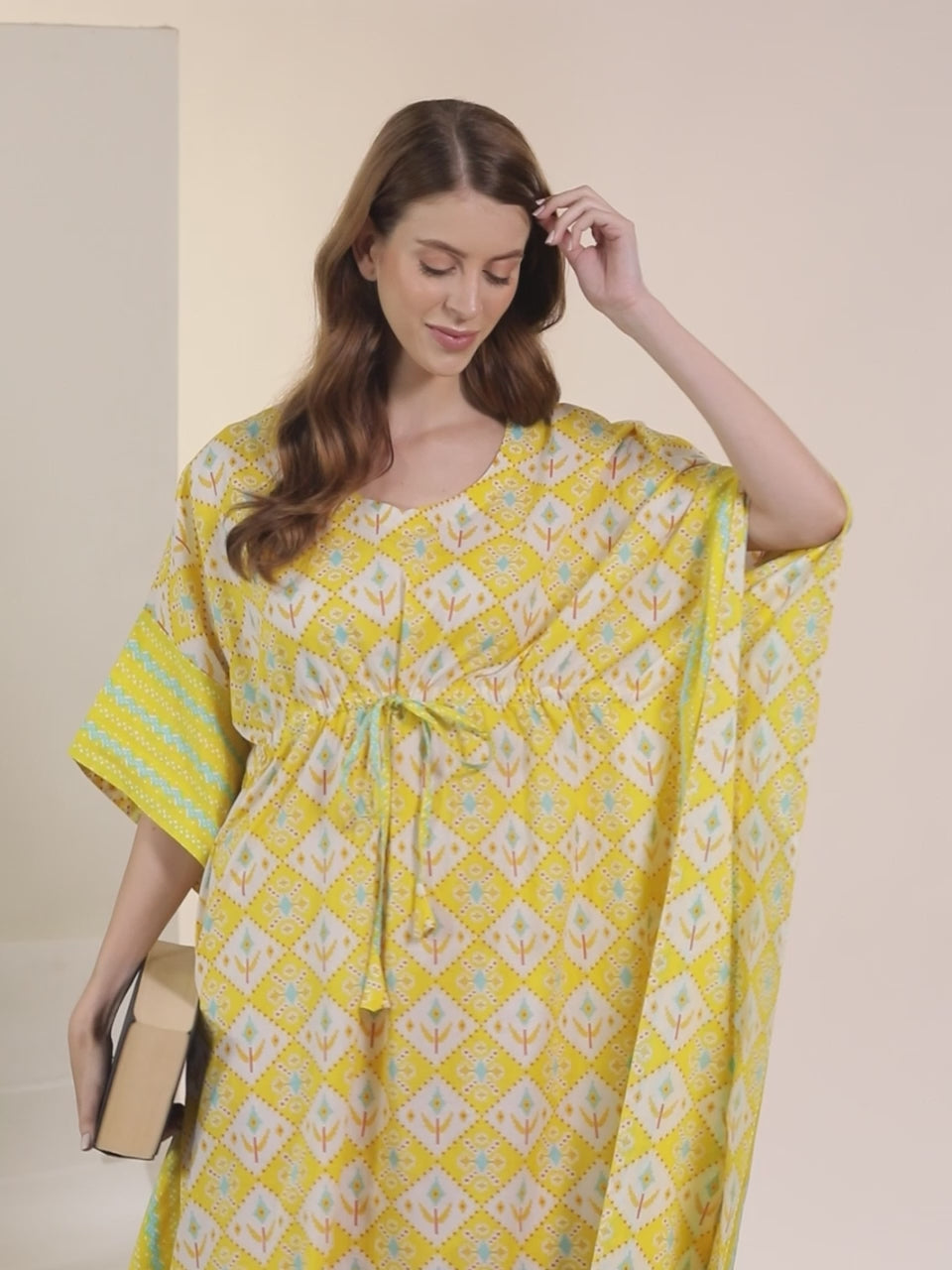  Yellow Printed Cotton Nightdress 
