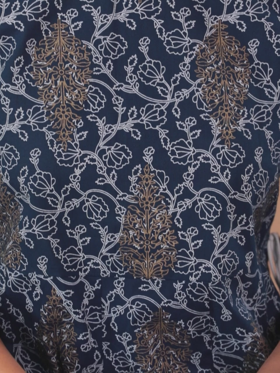  Blue Printed Cotton A-Line Kurta 