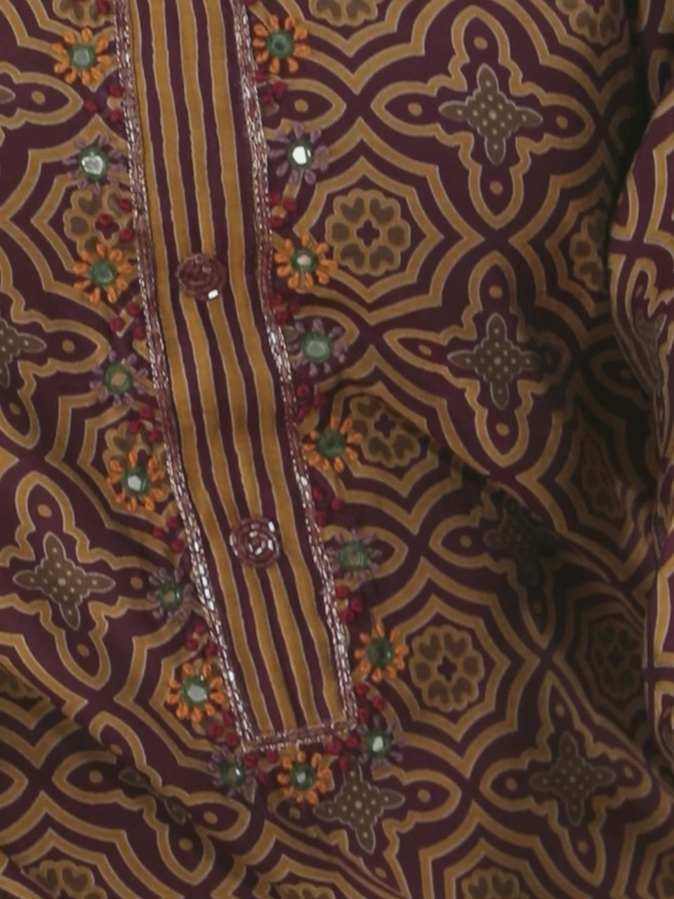  Brown Printed Silk Blend Straight Kurta With Dupatta 