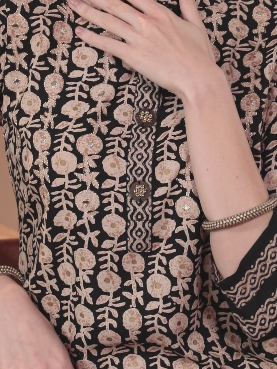 Black Printed Rayon Straight Kurta 