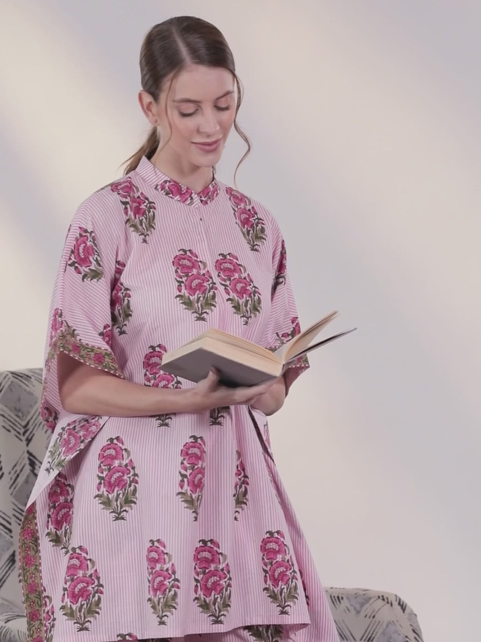  Pink Printed Cotton Night Suit 