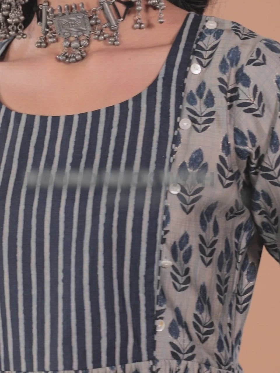  Taupe Printed Silk Dress 