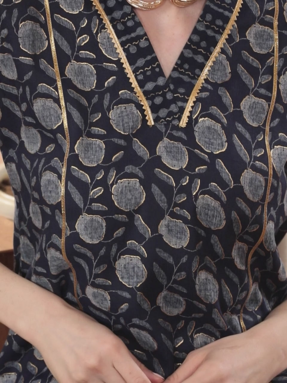  Blue Printed Rayon A-Line Kurta With Palazzos & Dupatta 