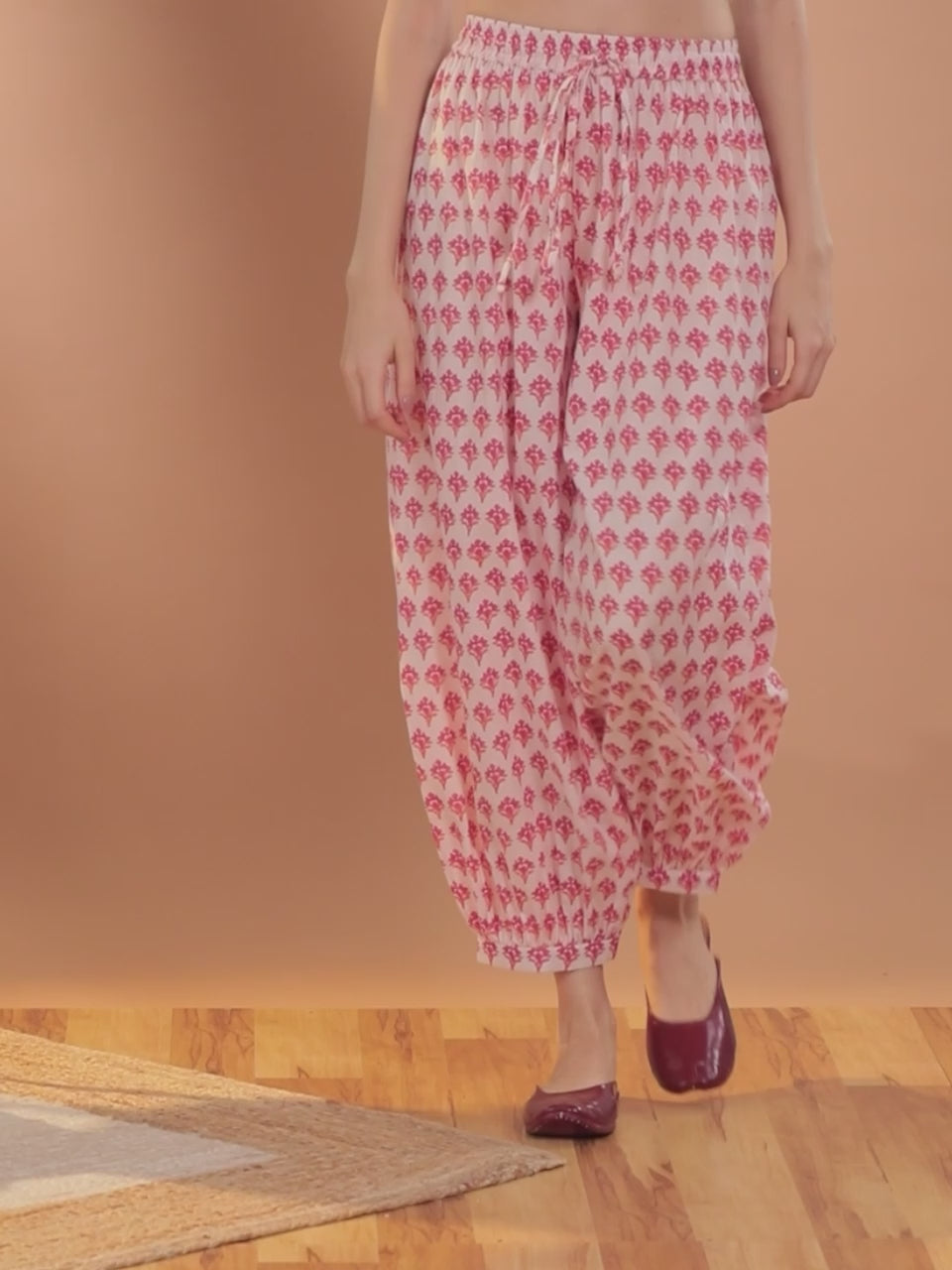 White Printed Cotton Salwar Pants