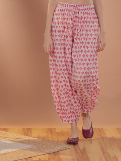 White Printed Cotton Salwar Pants