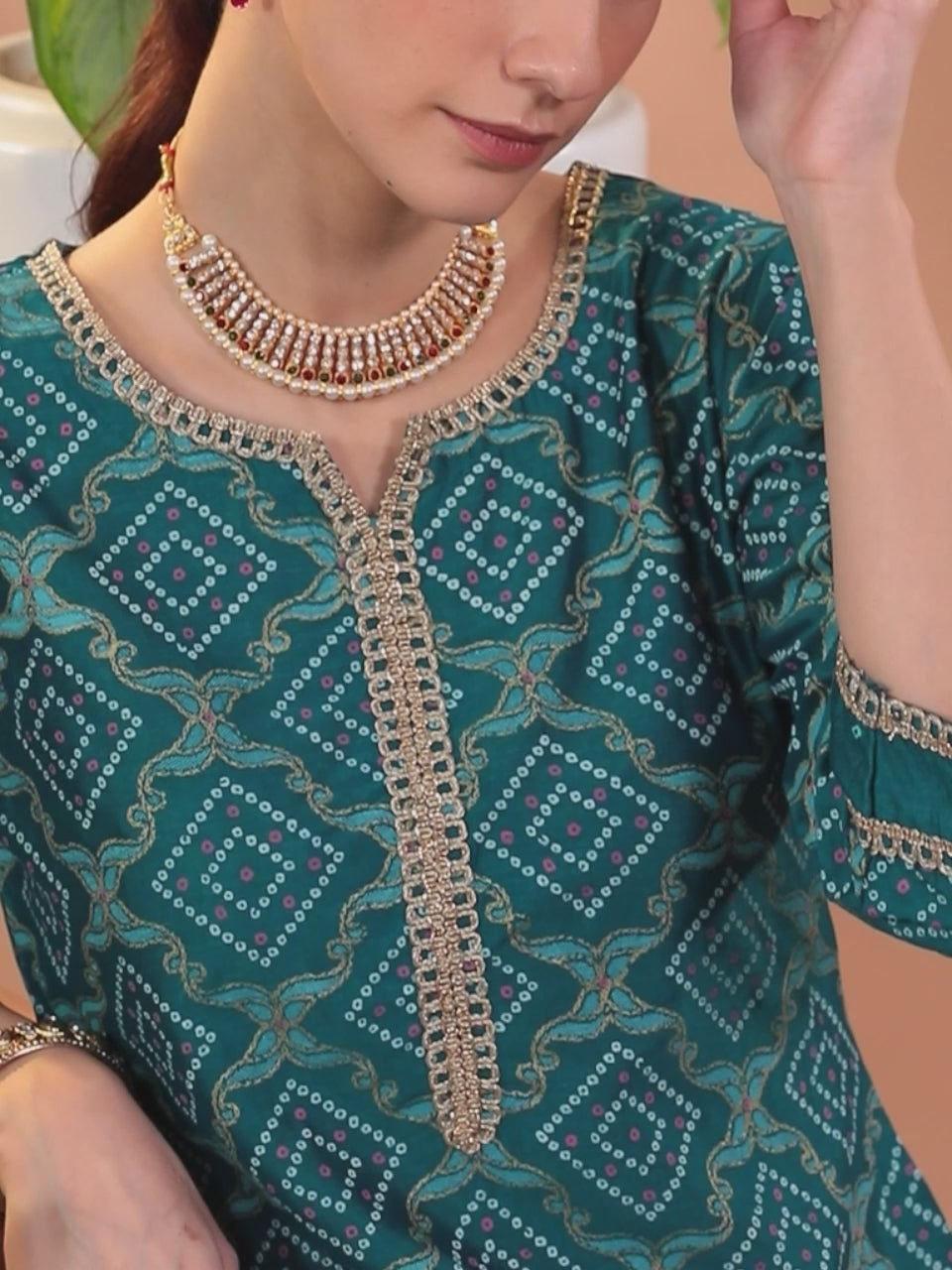 Blue Printed Silk Blend Straight Kurta With Palazzos & Dupatta 
