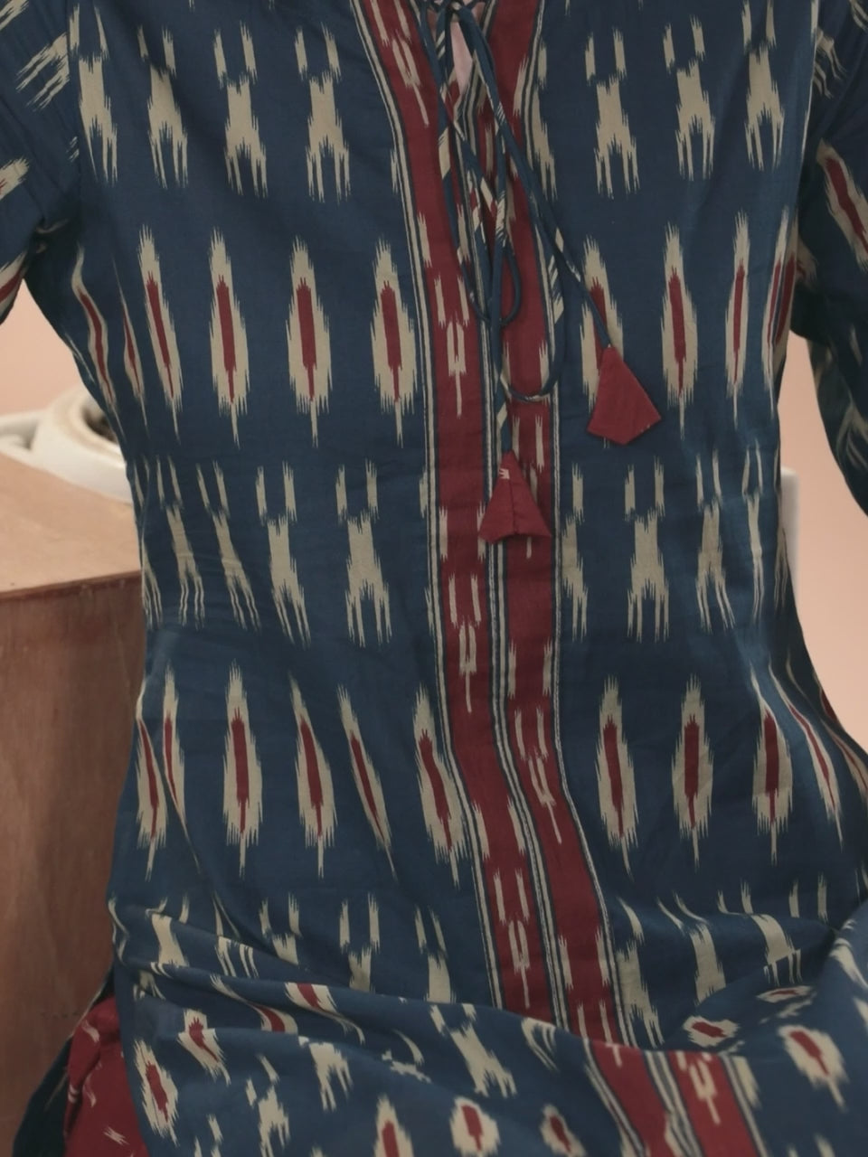  Blue Printed Cotton Straight Kurta With Dupatta 