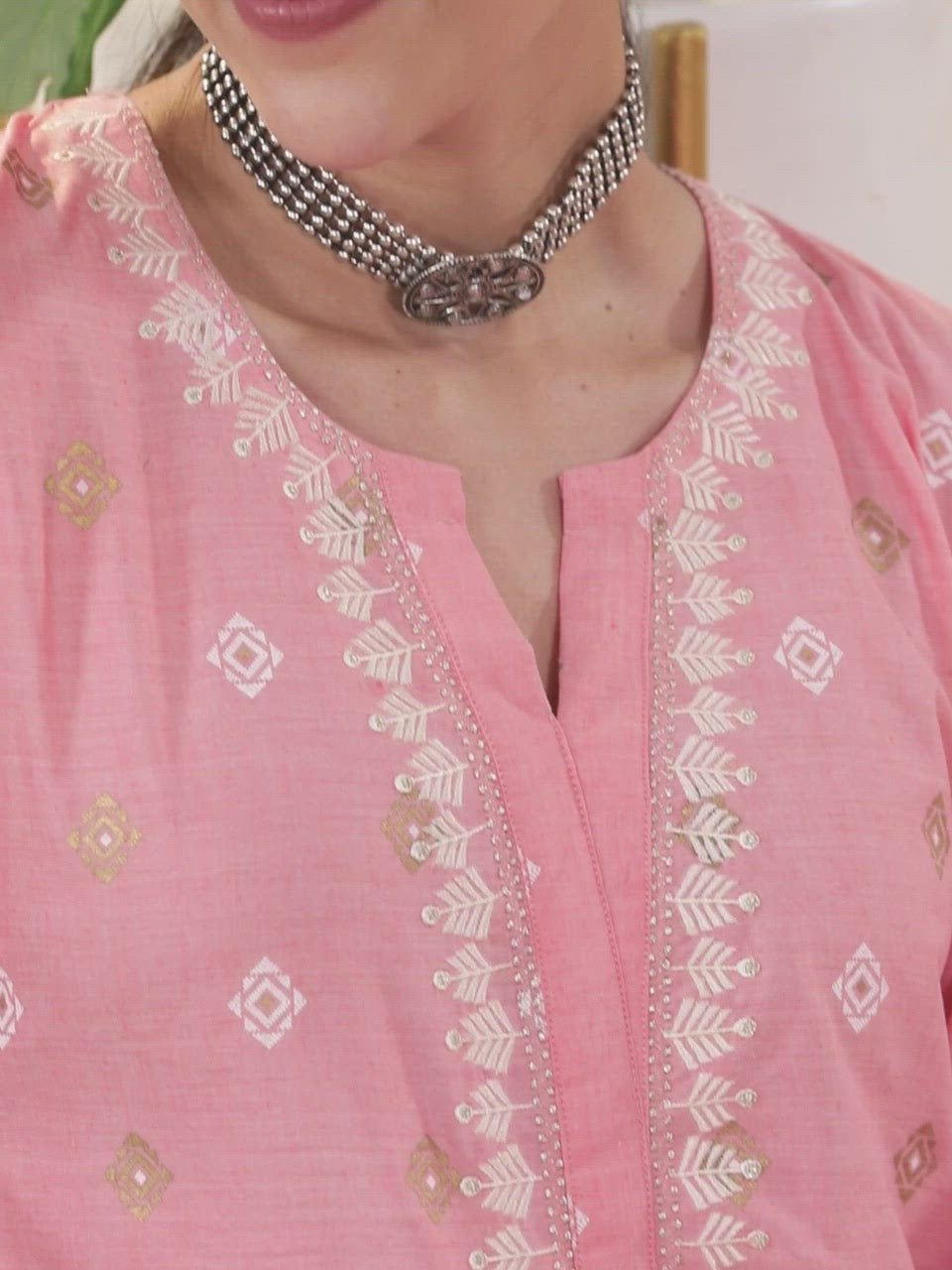  Pink Printed Cotton Straight Kurta With Dupatta 
