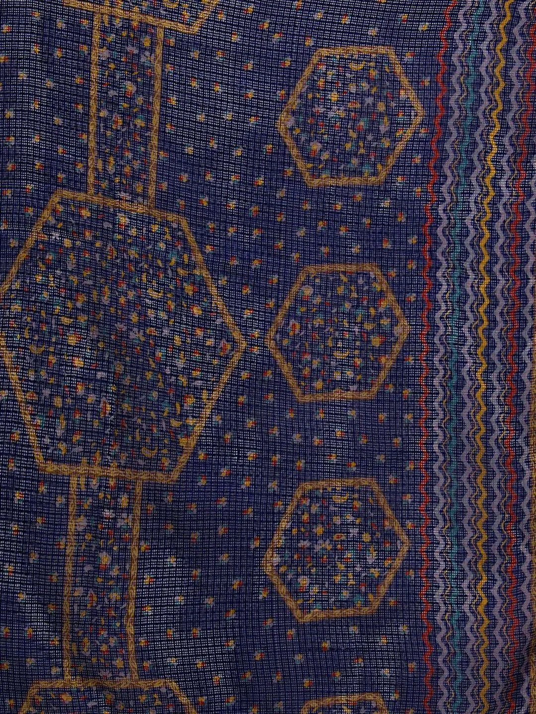 Blue Printed Silk Blend Straight Kurta With Palazzos & Dupatta - Libas 