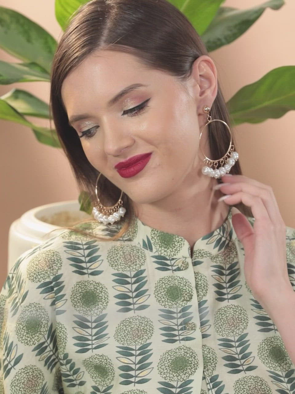  Green Printed Silk Kaftan Kaftan With Trousers 