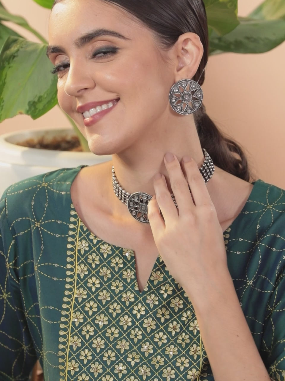  Teal Yoke Design Chanderi Silk Kurta 