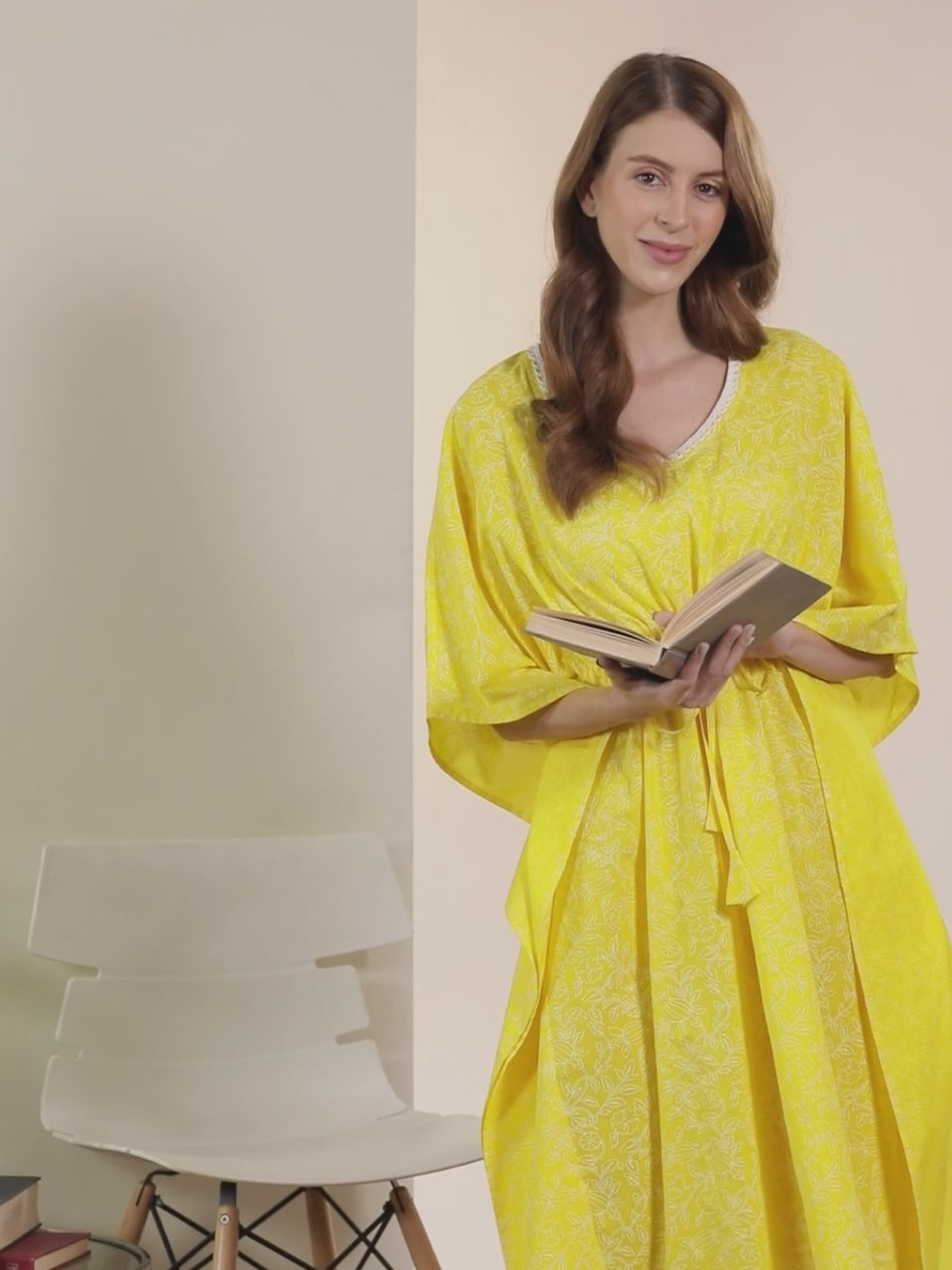  Yellow Printed Cotton Nightdress 