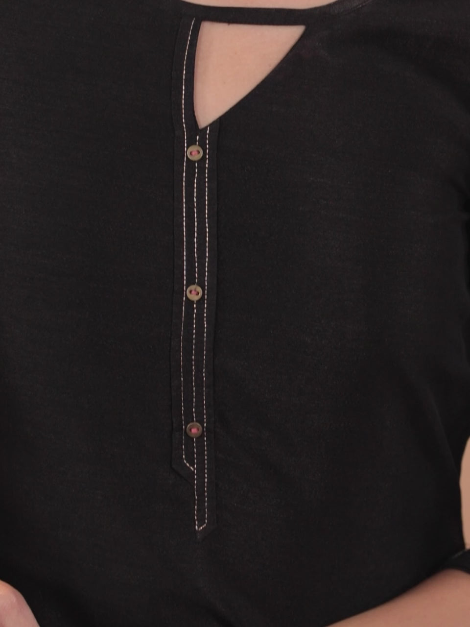  Black Solid Silk Kurta 