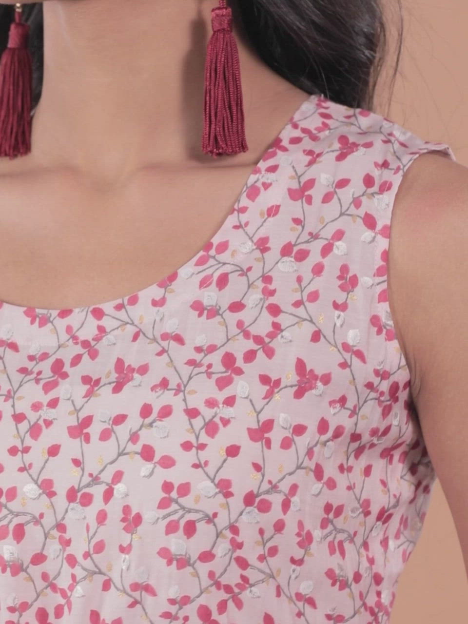  Pink Printed Silk Dress 
