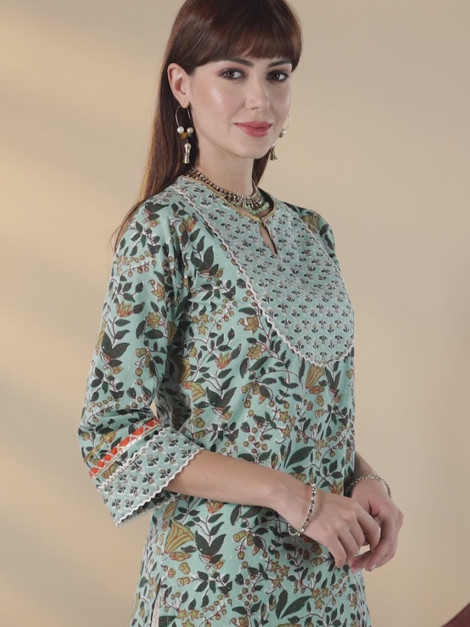  Green Yoke Design Cotton Kurta 