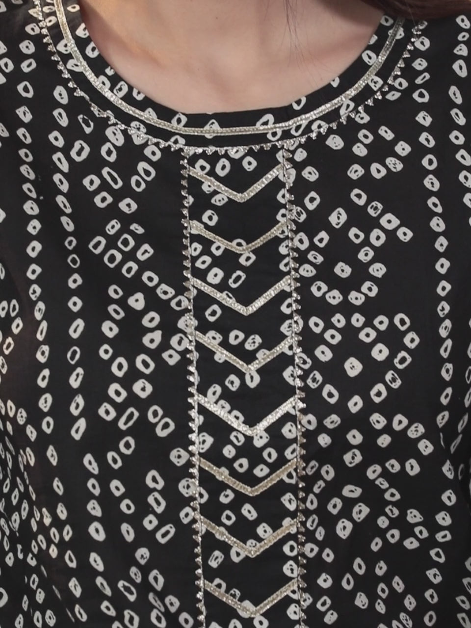  Black Printed Cotton Straight Kurta 