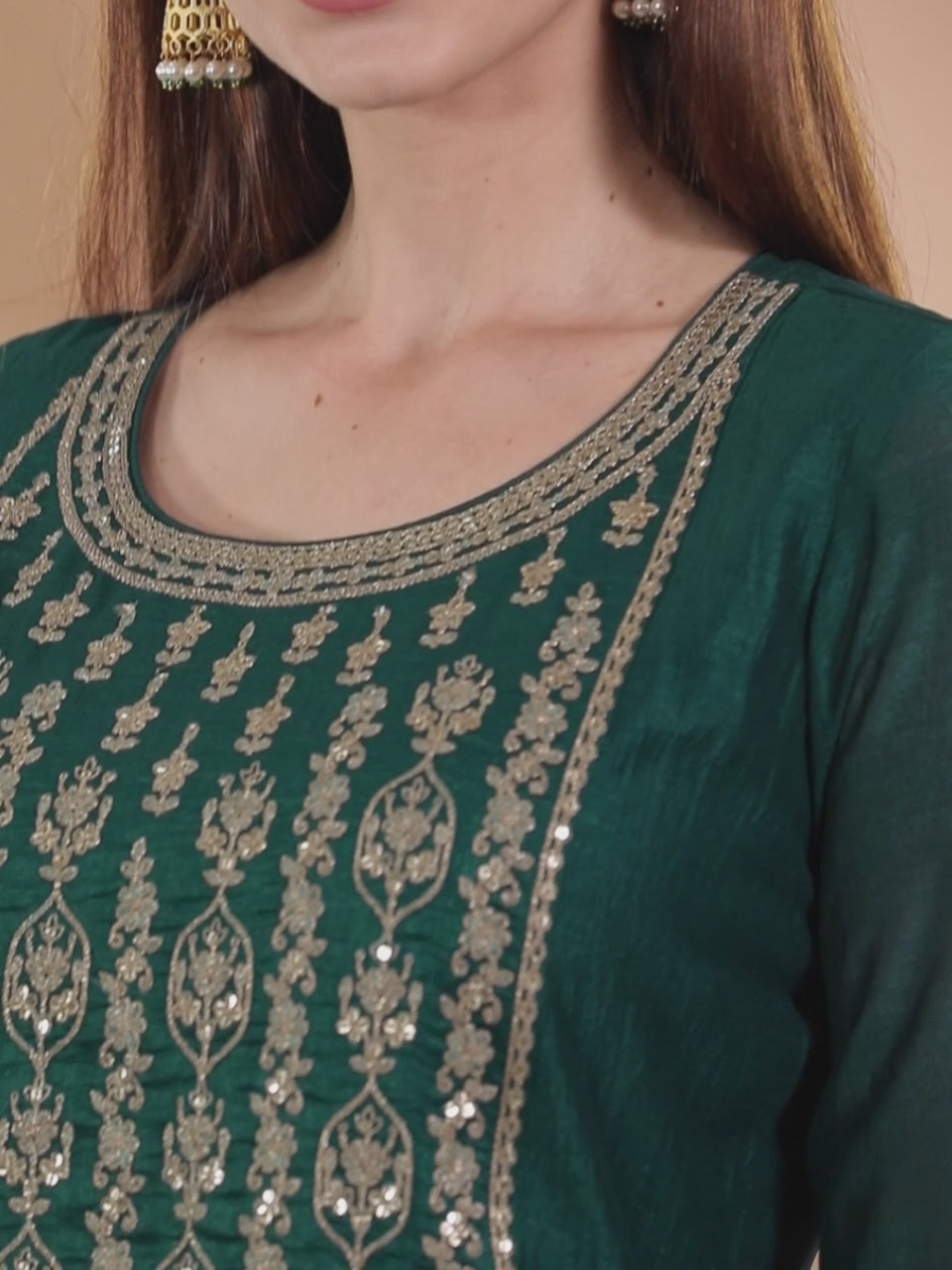  Teal Yoke Design Silk Kurta 