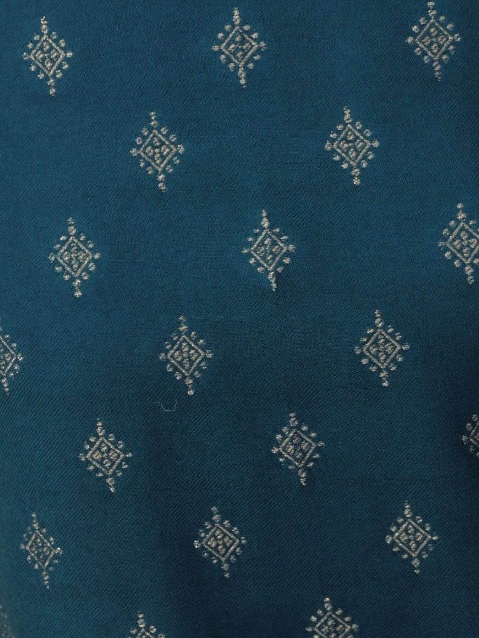  Teal Self Design Pashmina Wool Straight Kurta With Dupatta 