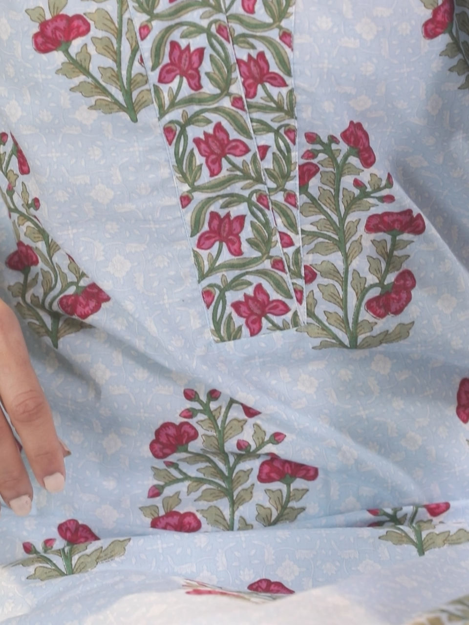  Blue Printed Cotton Kurta 