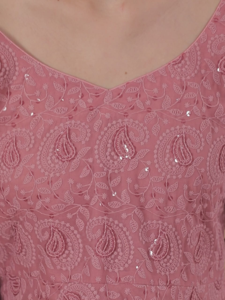  Pink Embroidered Georgette Anarkali Kurta With Churidar & Dupatta 