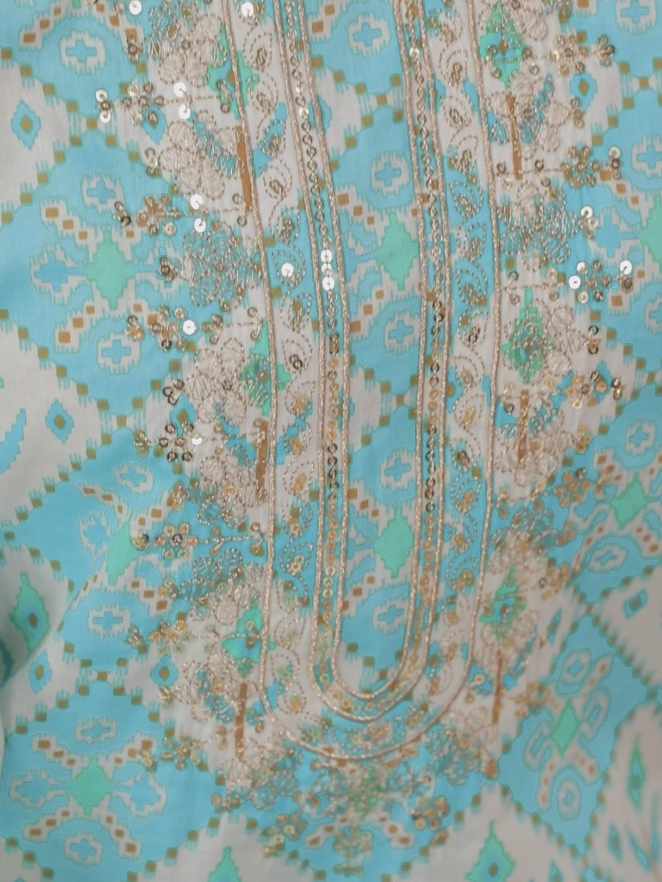  Blue Printed Cotton Straight Kurta With Salwar & Dupatta 