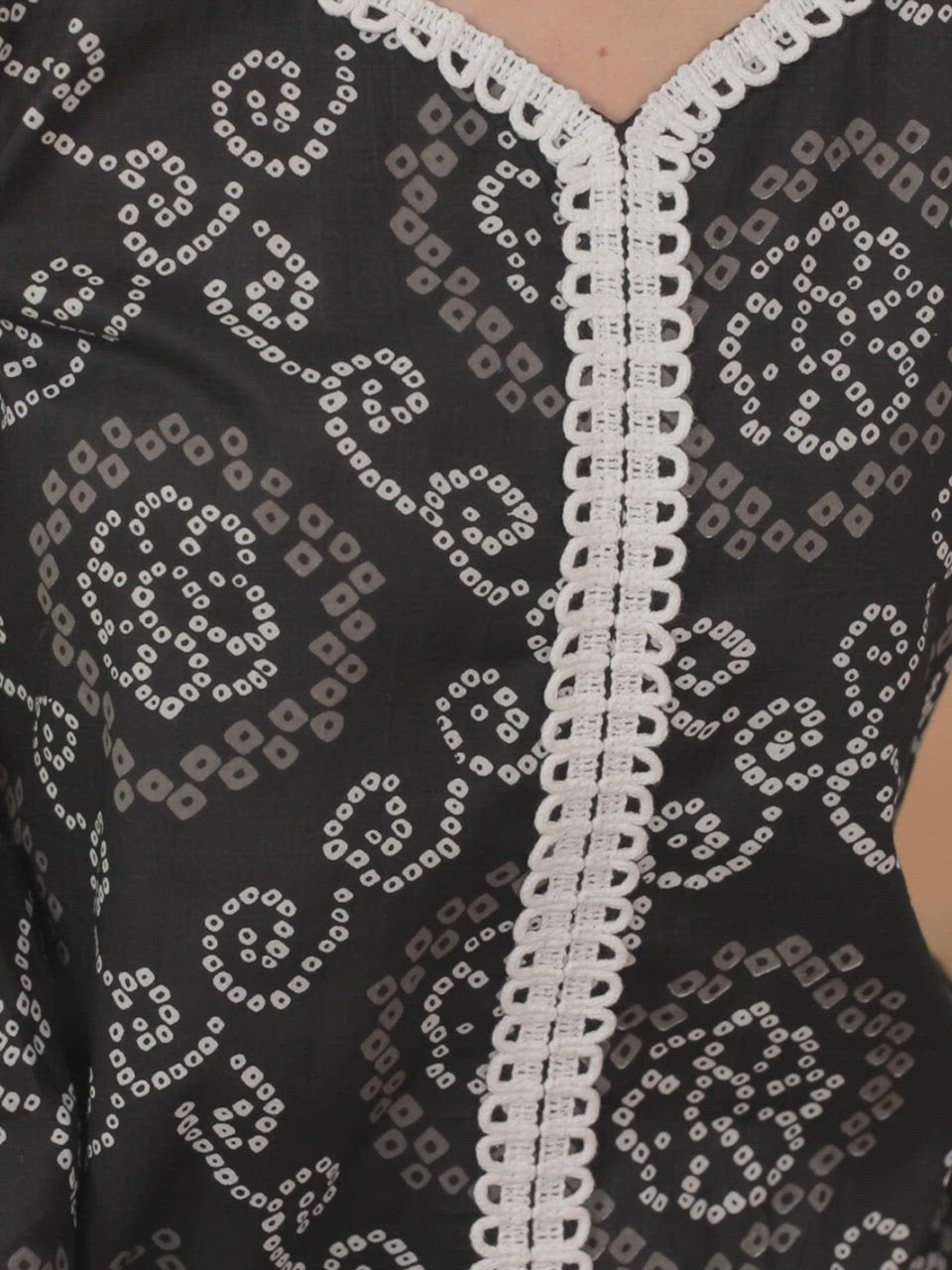  Black Printed Cotton A-Line Kurta With Palazzos & Dupatta 