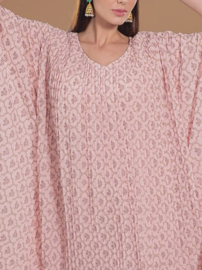 Pink Printed Georgette Dress
