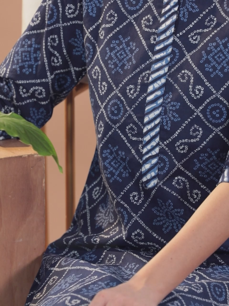  Blue Printed Cotton Straight Kurta With Salwar & Dupatta 