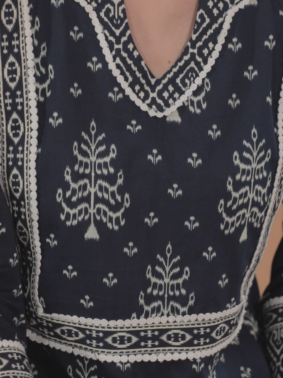  Blue Printed Cotton Kurta 