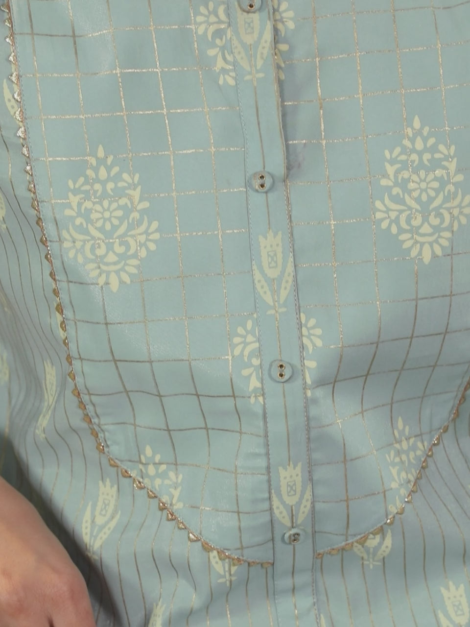  Green Yoke Design Chanderi Silk Kurta 