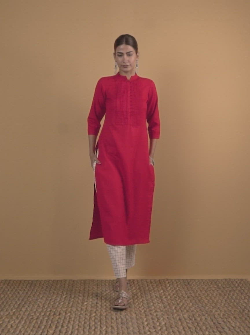  Maroon Solid Cotton Kurta 