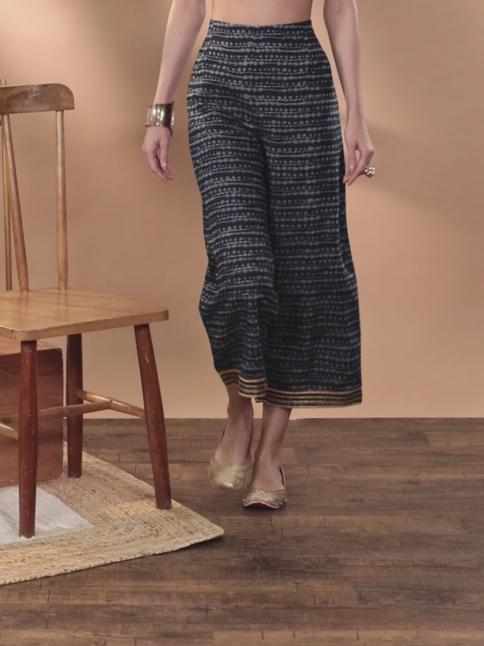  Blue Striped Rayon Palazzos 
