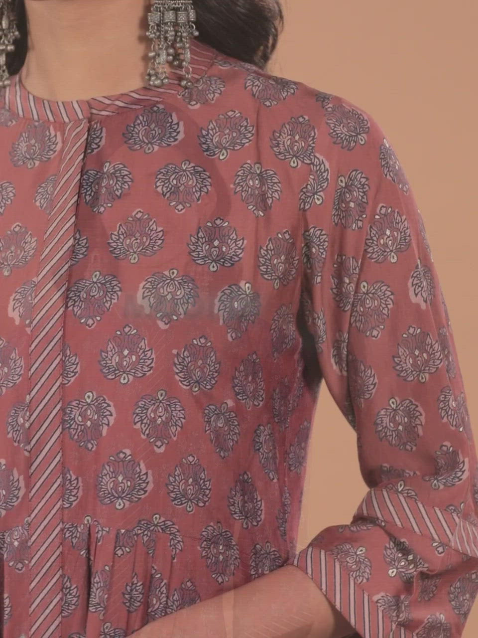  Rust Printed Silk Dress 