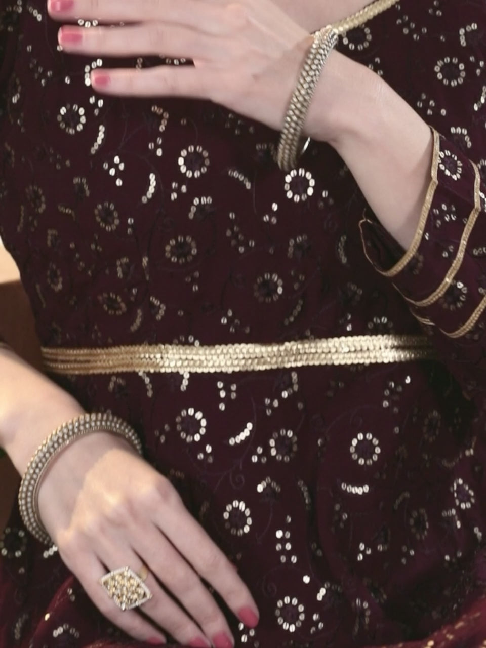  Purple Embroidered Georgette Anarkali Kurta With Churidar & Dupatta 