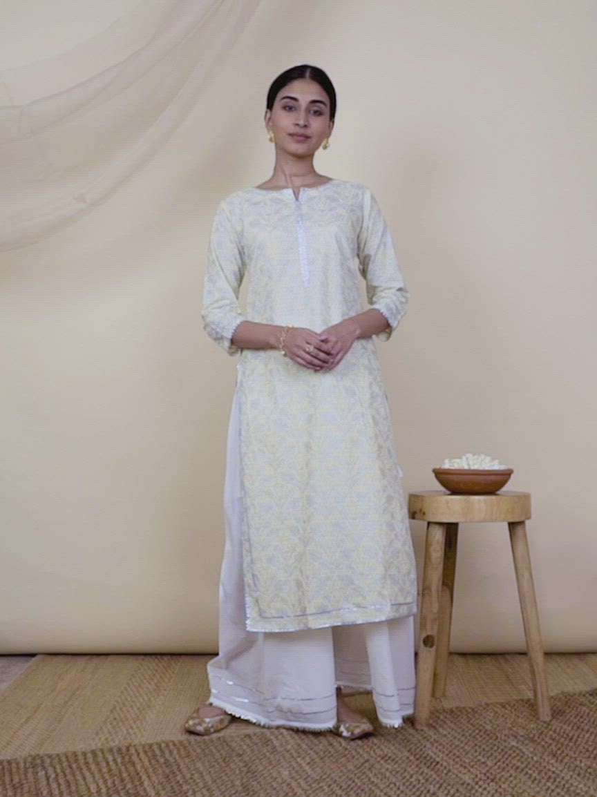  Green Printed Cotton Kurta 
