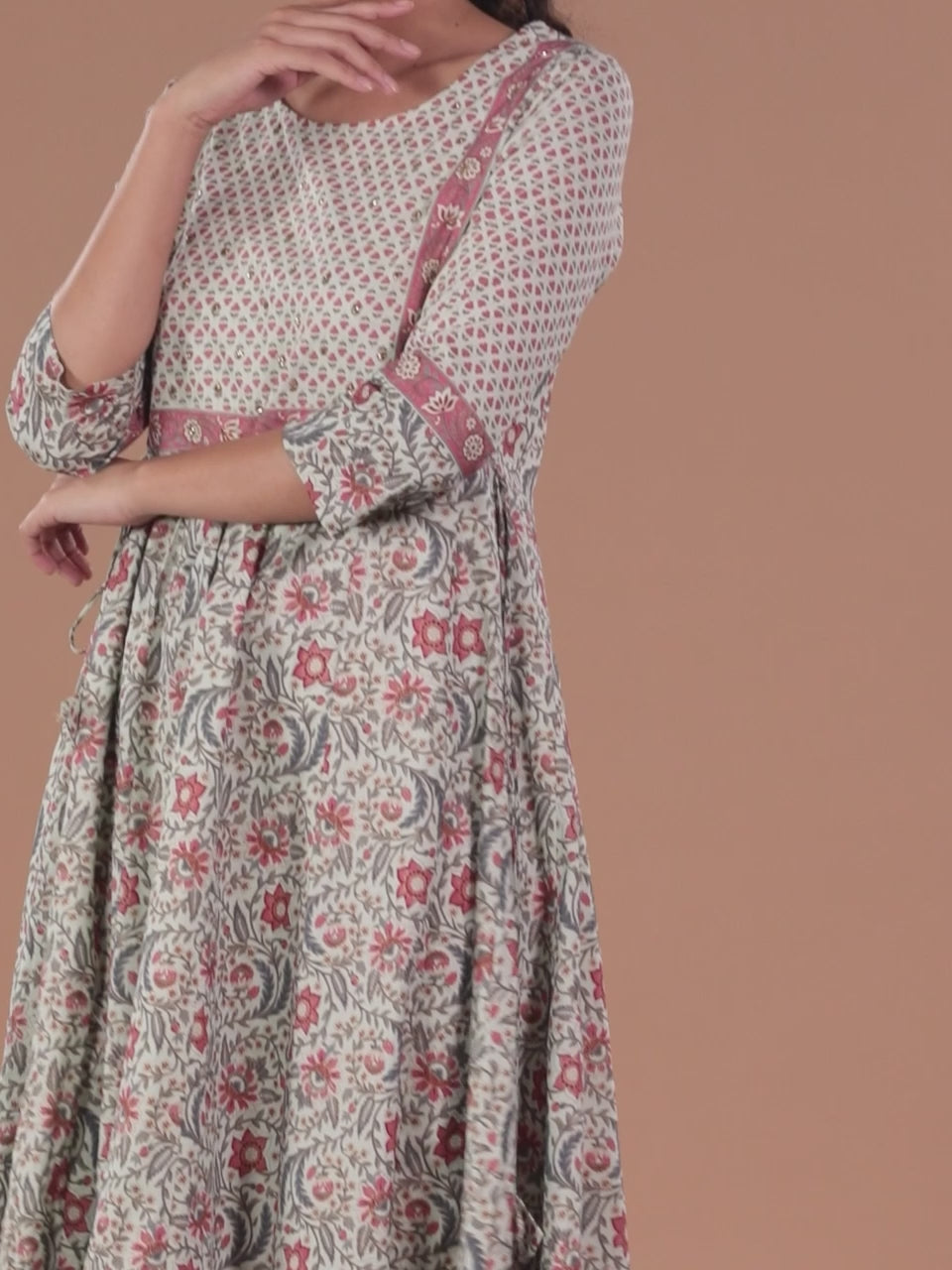  Multicoloured Printed Rayon A-Line Dress 