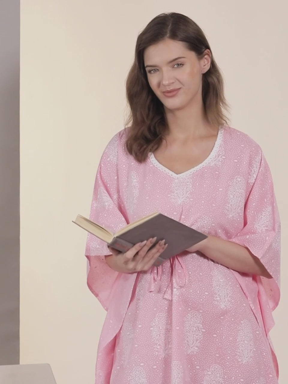  Pink Printed Cotton Nightdress 