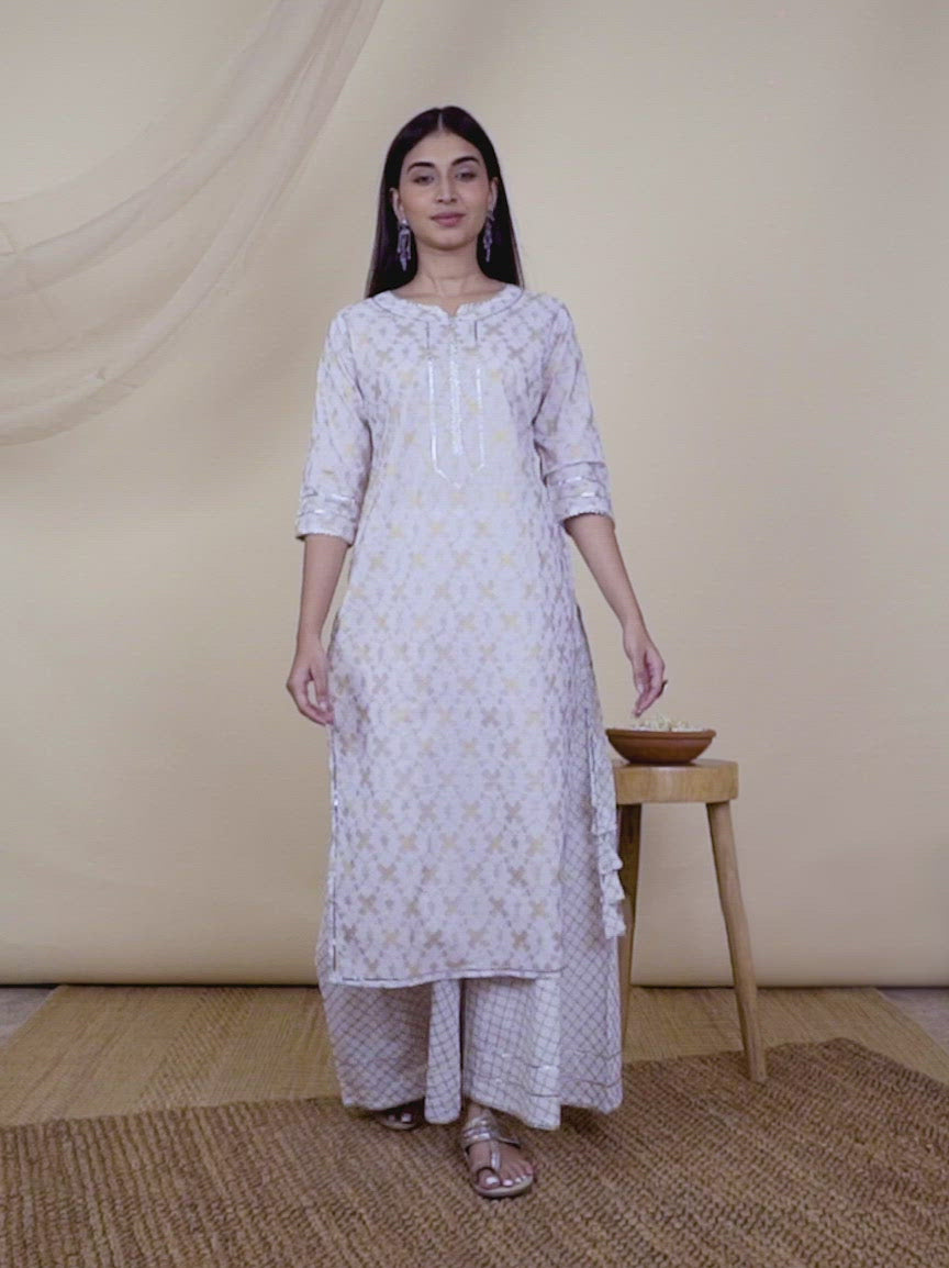  Pink Printed Cotton Kurta 