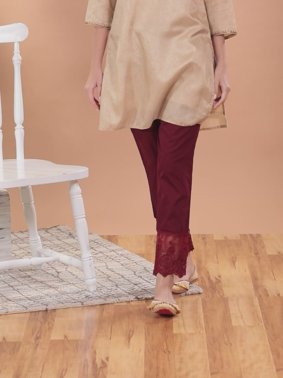  Maroon Solid Cotton Trousers 