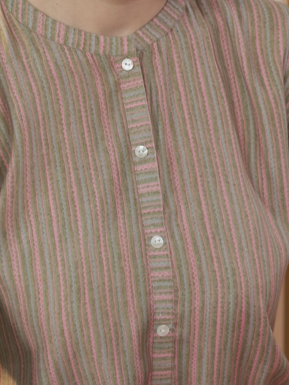  Green Striped Chanderi Silk Kurta 