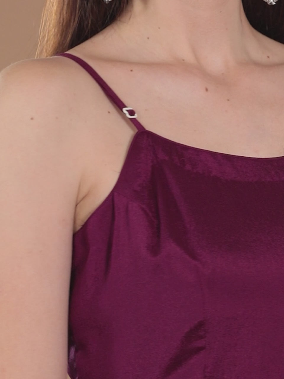  Purple Solid Georgette Dress 