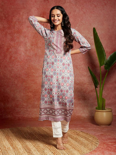 Green Printed Crepe Straight Kurta - Libas