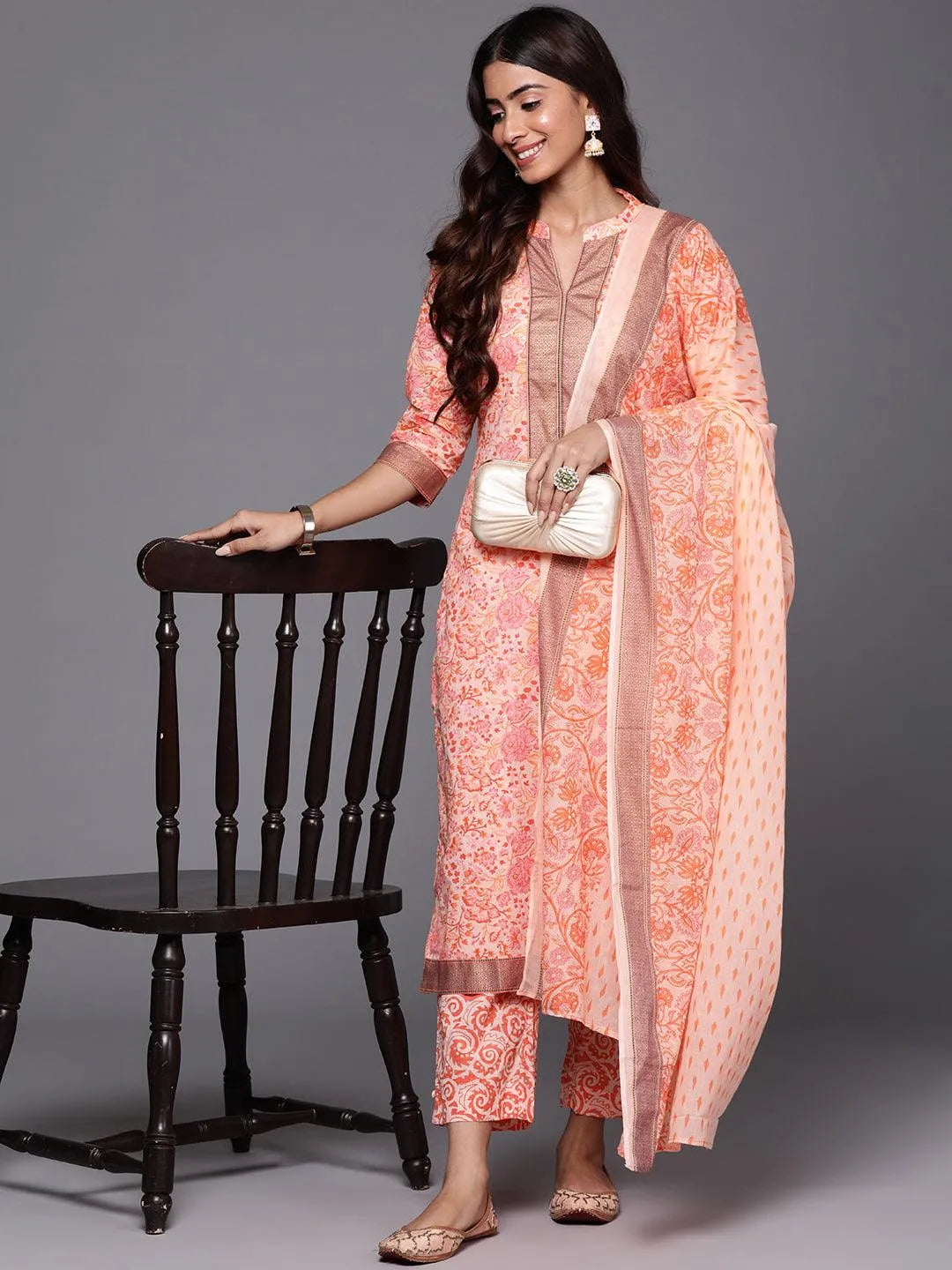 libas Peach Printed Cotton Straight Suit With Dupatta-picture-32