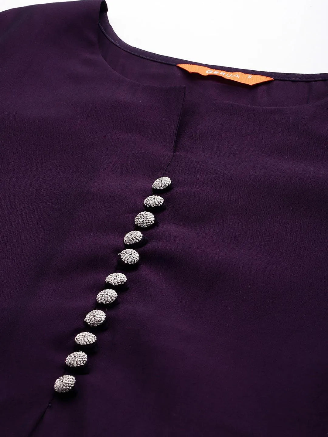 Purple Solid Silk Blend Straight Kurta With Trousers & Dupatta - Libas 