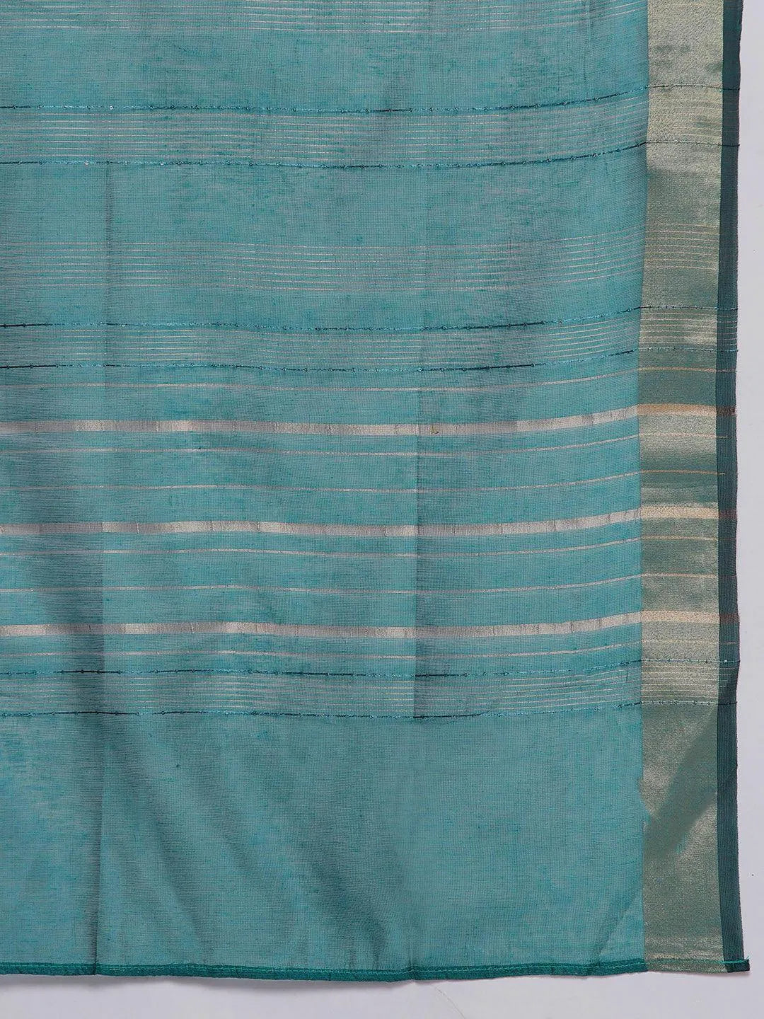 Rama Green Solid Silk Blend Straight Kurta With Trousers & Dupatta - Libas 